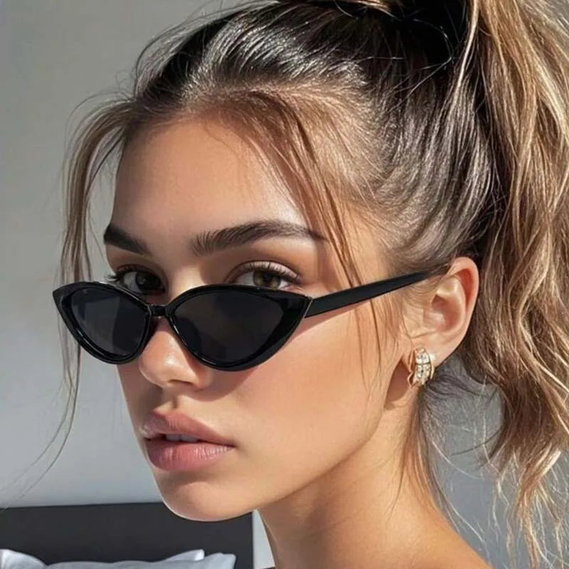 New Vintage Black Cat Eye Sunglasses Woman Fashion Brand Designer Mirror Small Frame Cateye Sun Glasses for Female Shades UV400